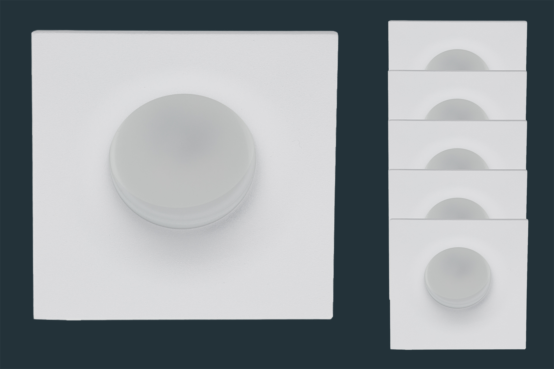 5er Set LED Einbaustrahler CURVED, eckig, weiß