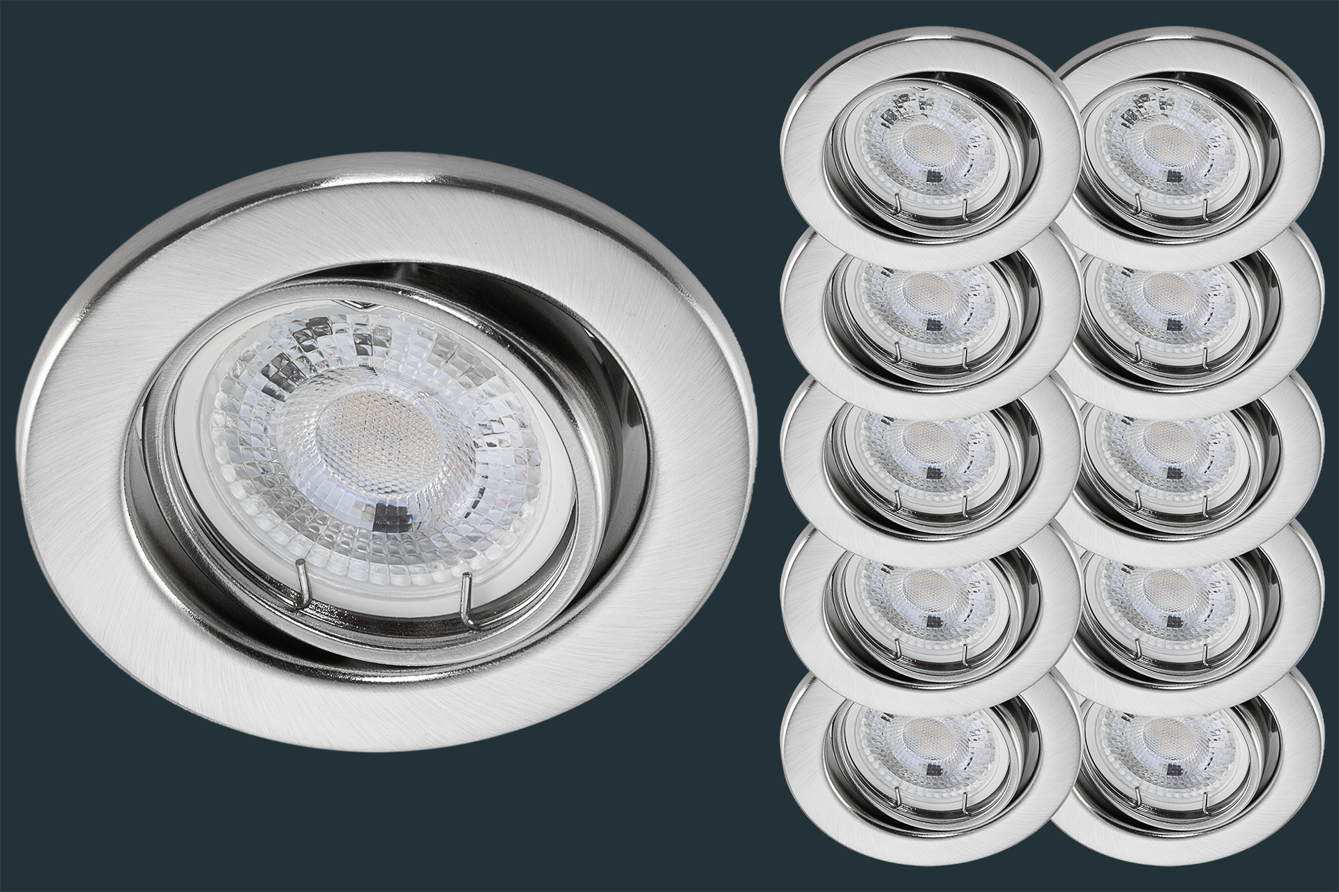 10er-BE5A4575 10er Set LED Einbaustrahler 5 Watt, matt chrom