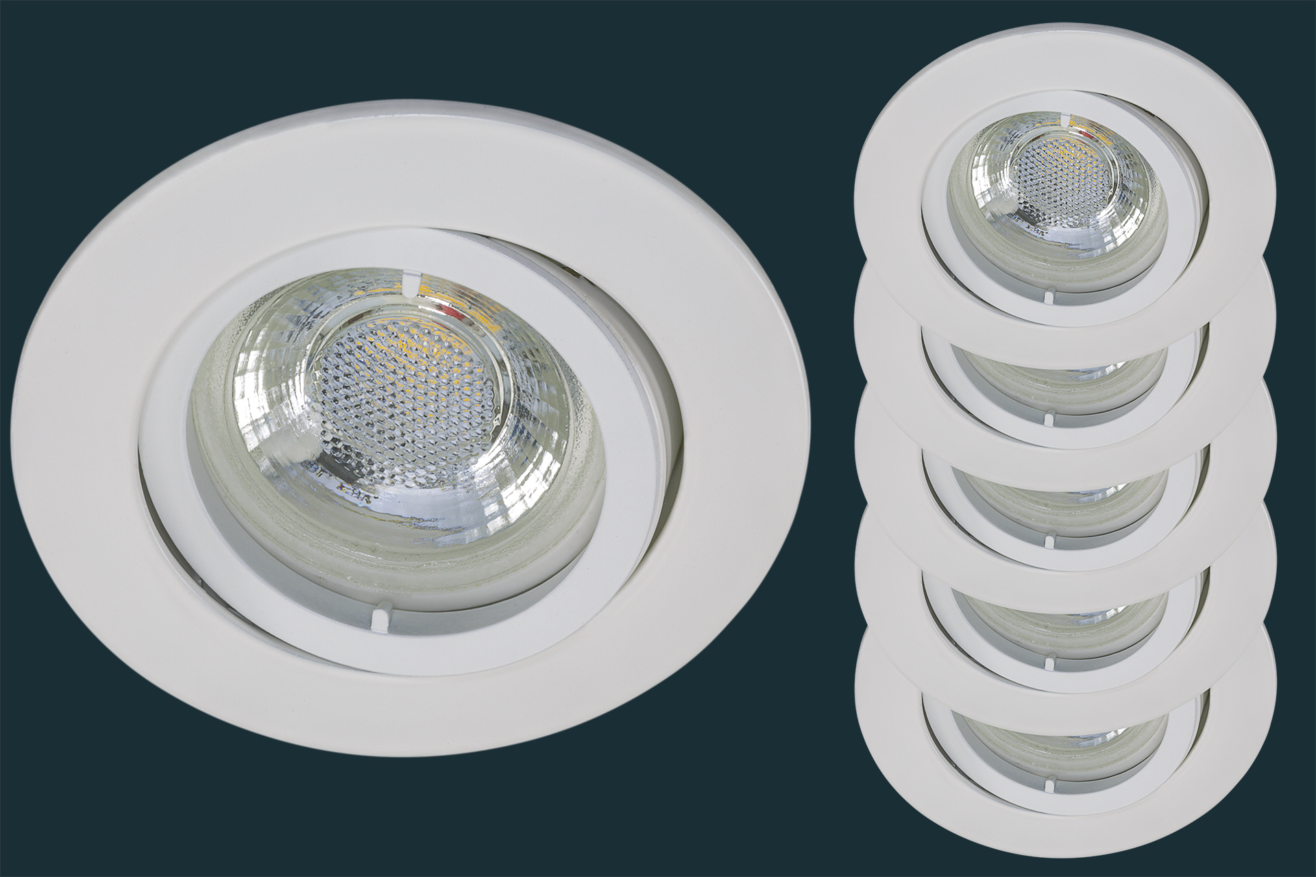 5er Set LED Einbaustrahler flach FLAT DIM 38, matt-chrom