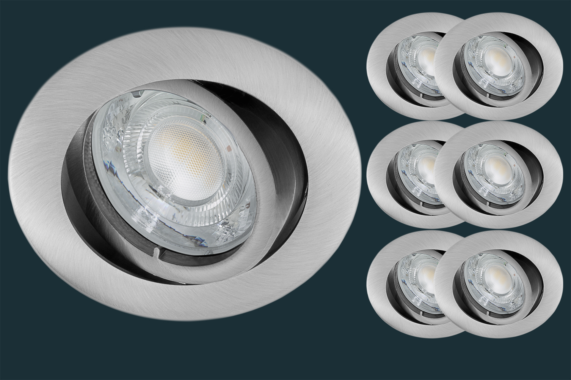 6er Set LED Einbaustrahler Oley Leuchten® GU10 ECO 6er Set LED Einbaustrahler Oley Leuchten® GU10 ECO