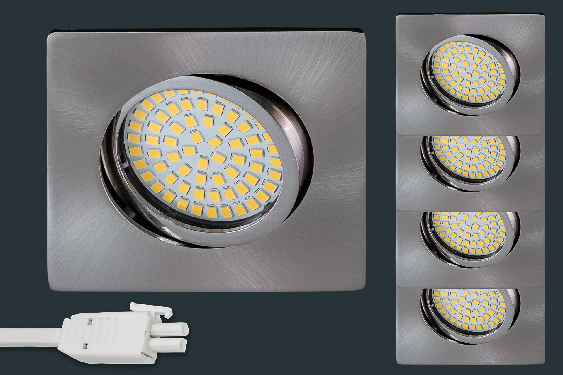 4er-set-ultra-flach-led-einbaustrahler-230v-eckig-matt-chrom-881378 4er Set Ultra Flach LED Einbaustrahler 230V, eckig, matt chrom