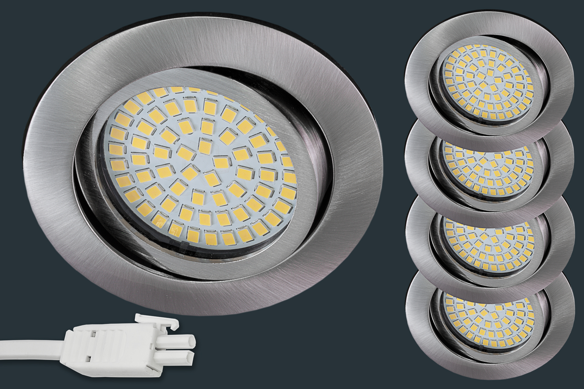 4er-set-ultra-flach-led-einbaustrahler-230v-rund-matt-chrom-881384 4er Set Ultra Flach LED Einbaustrahler 230V, rund, matt chrom
