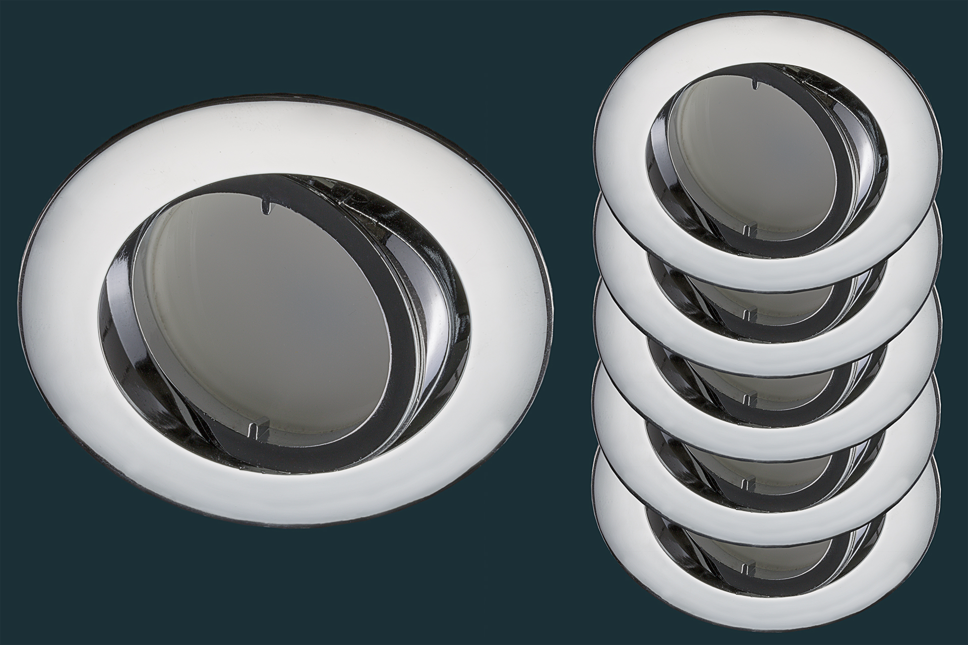 5er Set LED Einbaustrahler flach FLAT DIM 120, matt-chrom