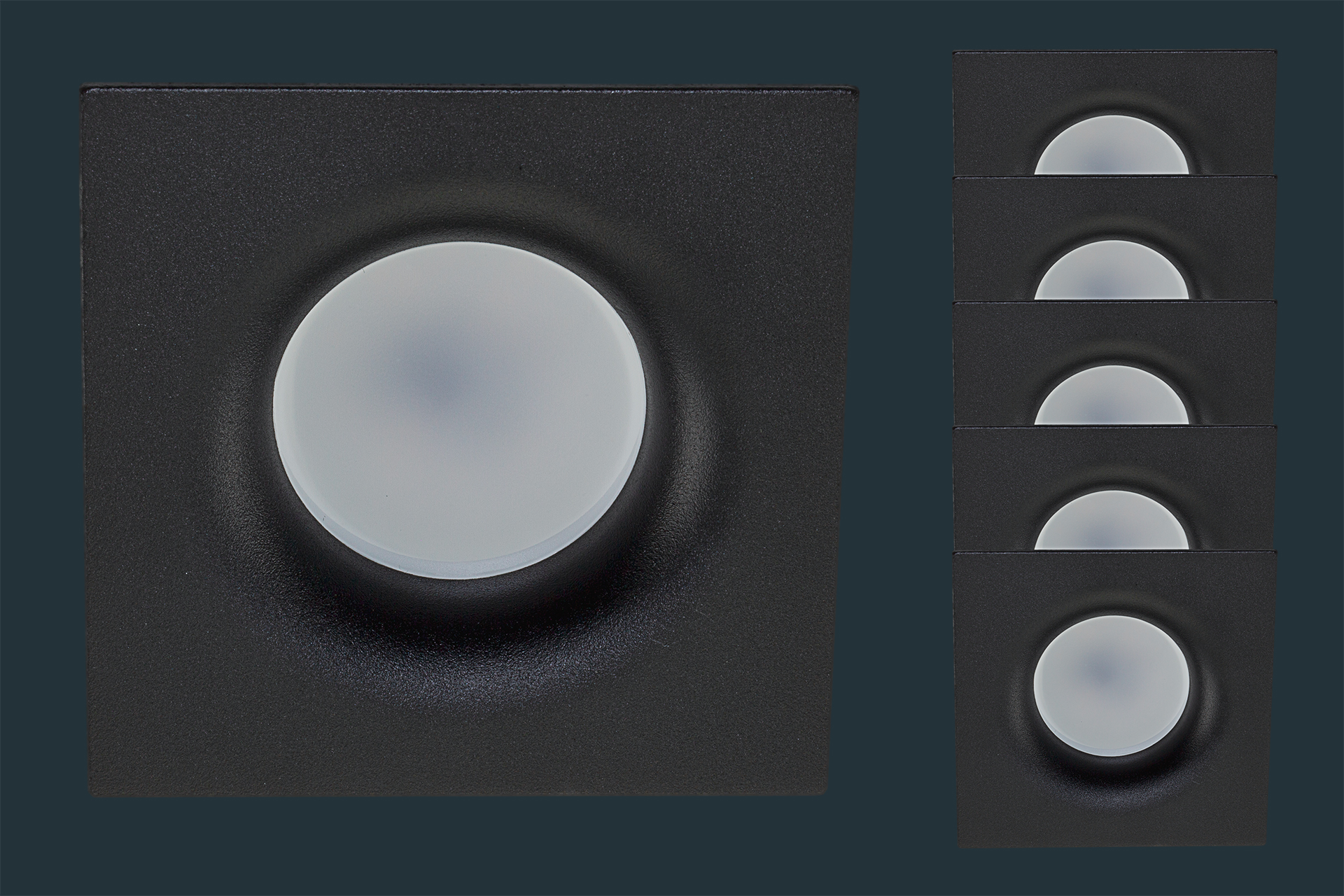 5er Set LED Einbaustrahler CURVED, eckig, schwarz