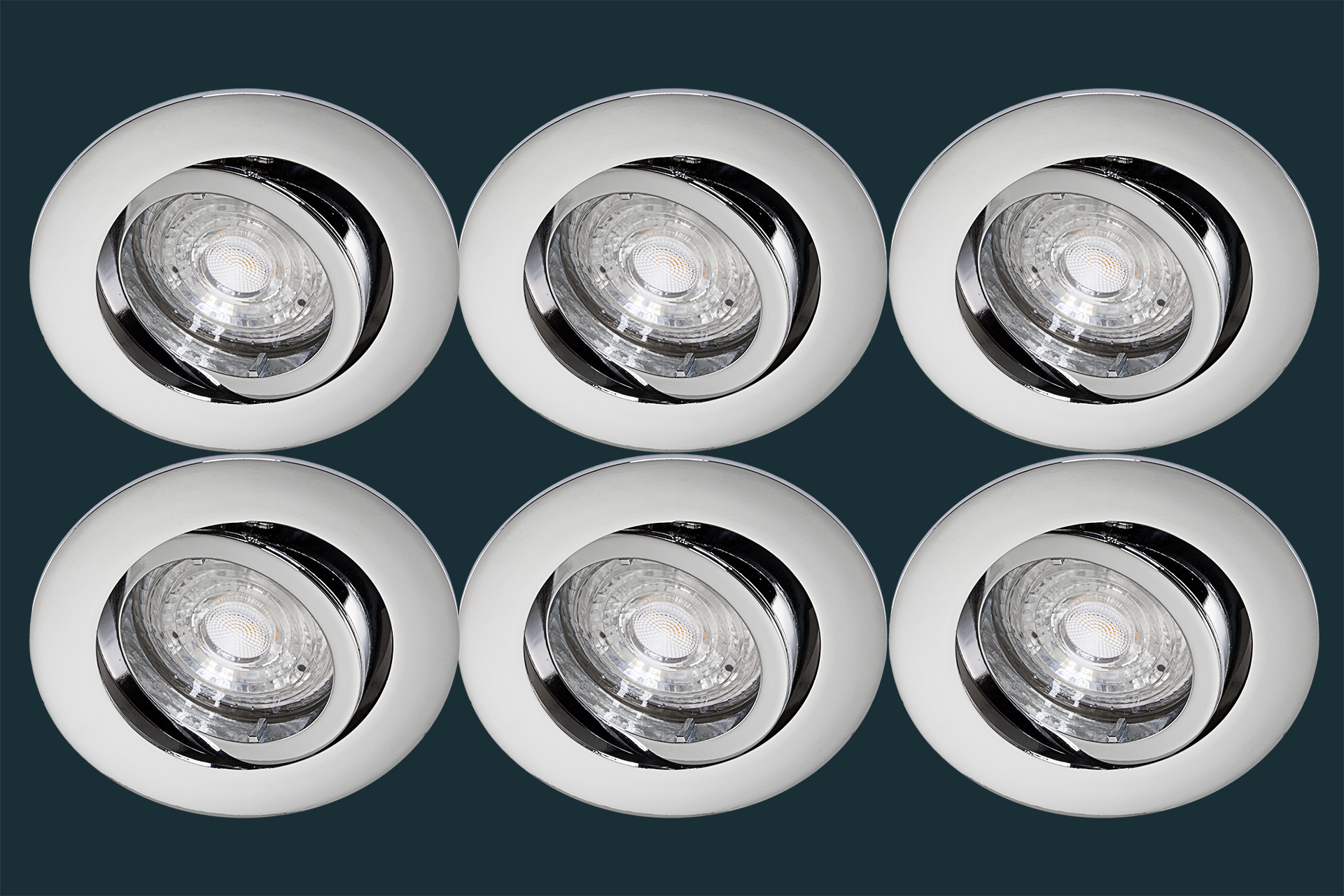 6er-set-led-einbaustrahler-osram-superstar-chrom-blank-881122 6er Set LED Einbaustrahler Osram Superstar, matt chrom