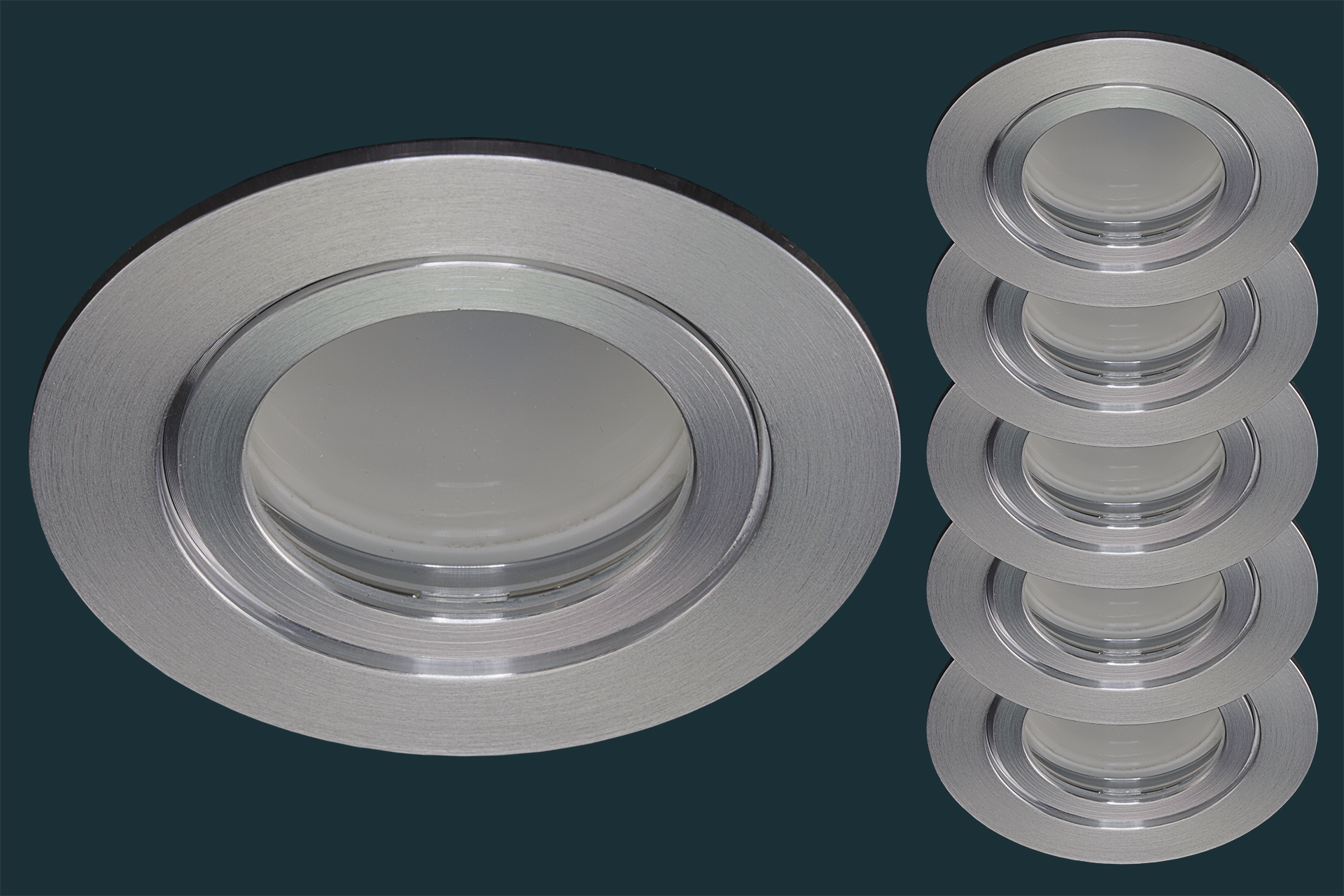 5er Set LED Einbaustrahler FLAT DIM IP44 120, aluminium