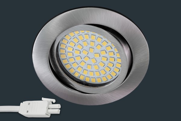Ultra Flach LED Einbaustrahler 230V, rund, matt chrom